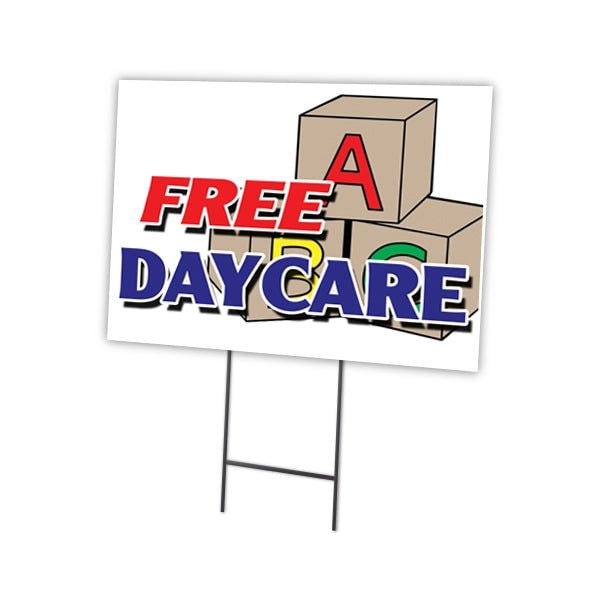 Signmission Free Daycare Yard Sign & Stake outdoor plastic coroplast window, C-1216 Free Daycare C-1216 Free Daycare - main